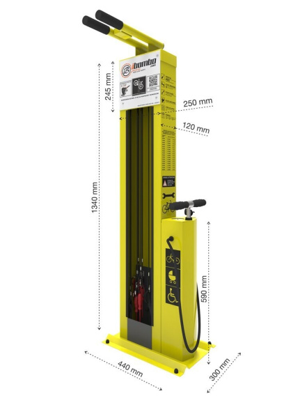 Image d'illustration pour : Borne de gonflage avec outillage pour vélo Image d'illustration pour : Borne de gonflage avec outillage pour vélo